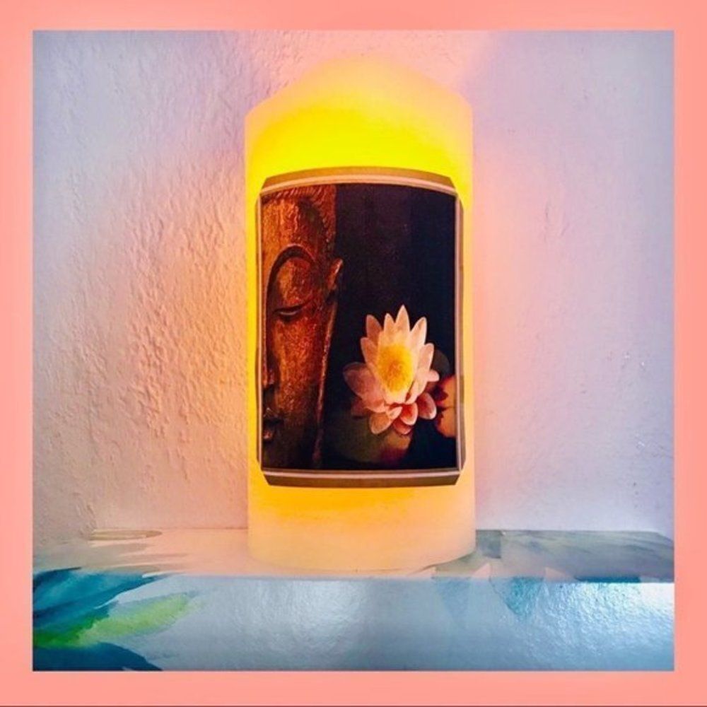 *30off3* 🕯Buddha and Lotus Flameless Candle with Timer‎